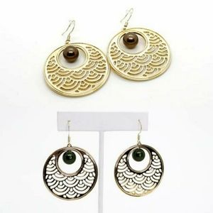 NWT 14k solid gold plated Tahitian Pearl earrings